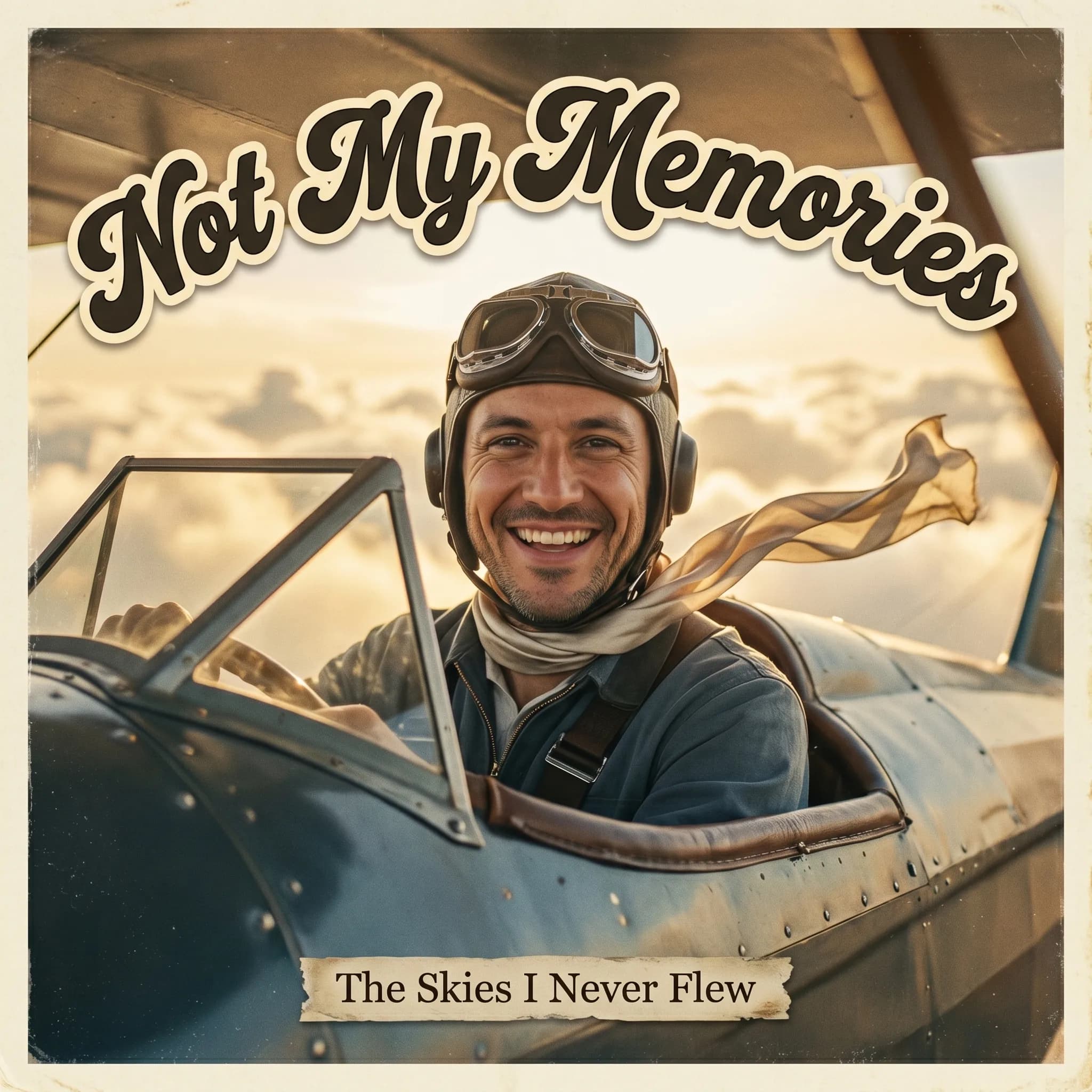 Book cover: the same man flying an old plane — “The Skies I Never Flew”